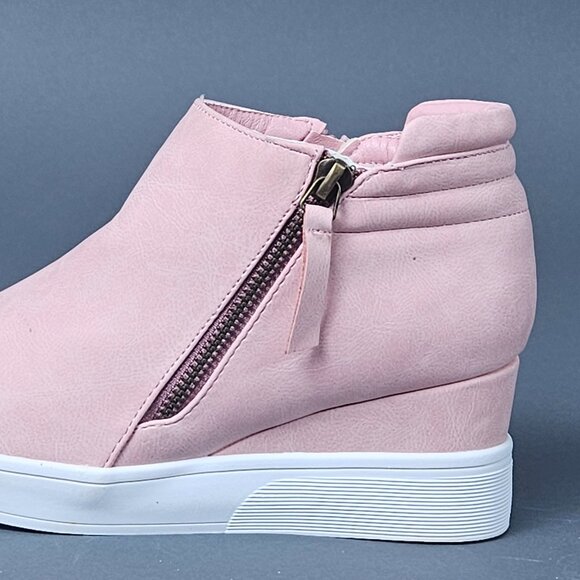 Dream Pairs Pink Blush Platform Wedge Sneaker Ankle Booties - Picture 6 of 14